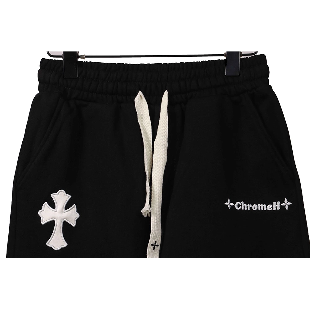 Chrome Hearts embroidered Sanskrit cross terry black shorts,Chrome Hearts Short,Shorts,APPAREL
