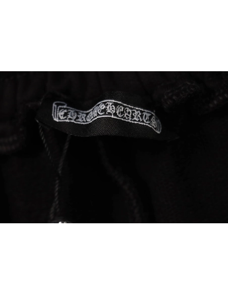 Chrome Hearts embroidered Sanskrit cross terry black shorts,Chrome Hearts Short,Shorts,APPAREL
