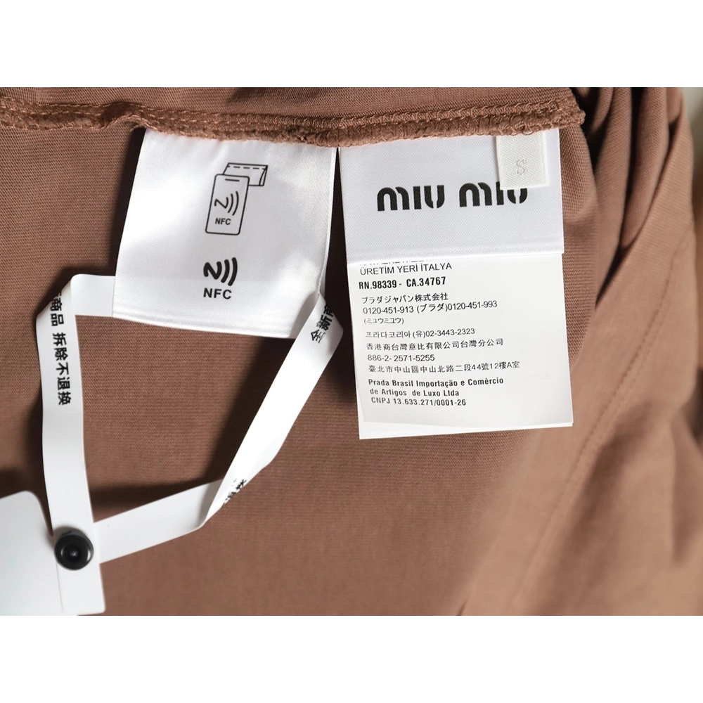 Miu Miu embroidered pocket cotton longsleeved Tshirt,Miu Miu T Shirt,Tshirt,APPAREL