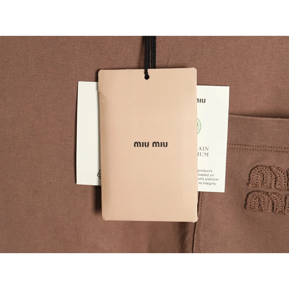 Miu Miu embroidered pocket cotton longsleeved Tshirt,Miu Miu T Shirt,Tshirt,APPAREL