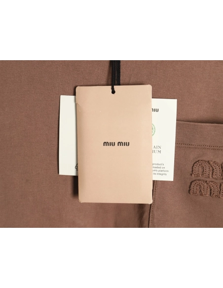 Miu Miu embroidered pocket cotton longsleeved Tshirt,Miu Miu T Shirt,Tshirt,APPAREL