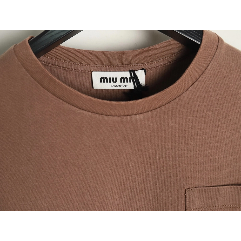 Miu Miu embroidered pocket cotton longsleeved Tshirt,Miu Miu T Shirt,Tshirt,APPAREL
