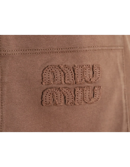 Miu Miu embroidered pocket cotton longsleeved Tshirt,Miu Miu T Shirt,Tshirt,APPAREL