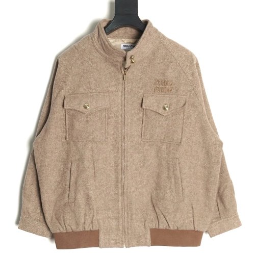 Miu miu herringbone twill pattern jacket,Miu Miu Jacket,Jacket,APPAREL