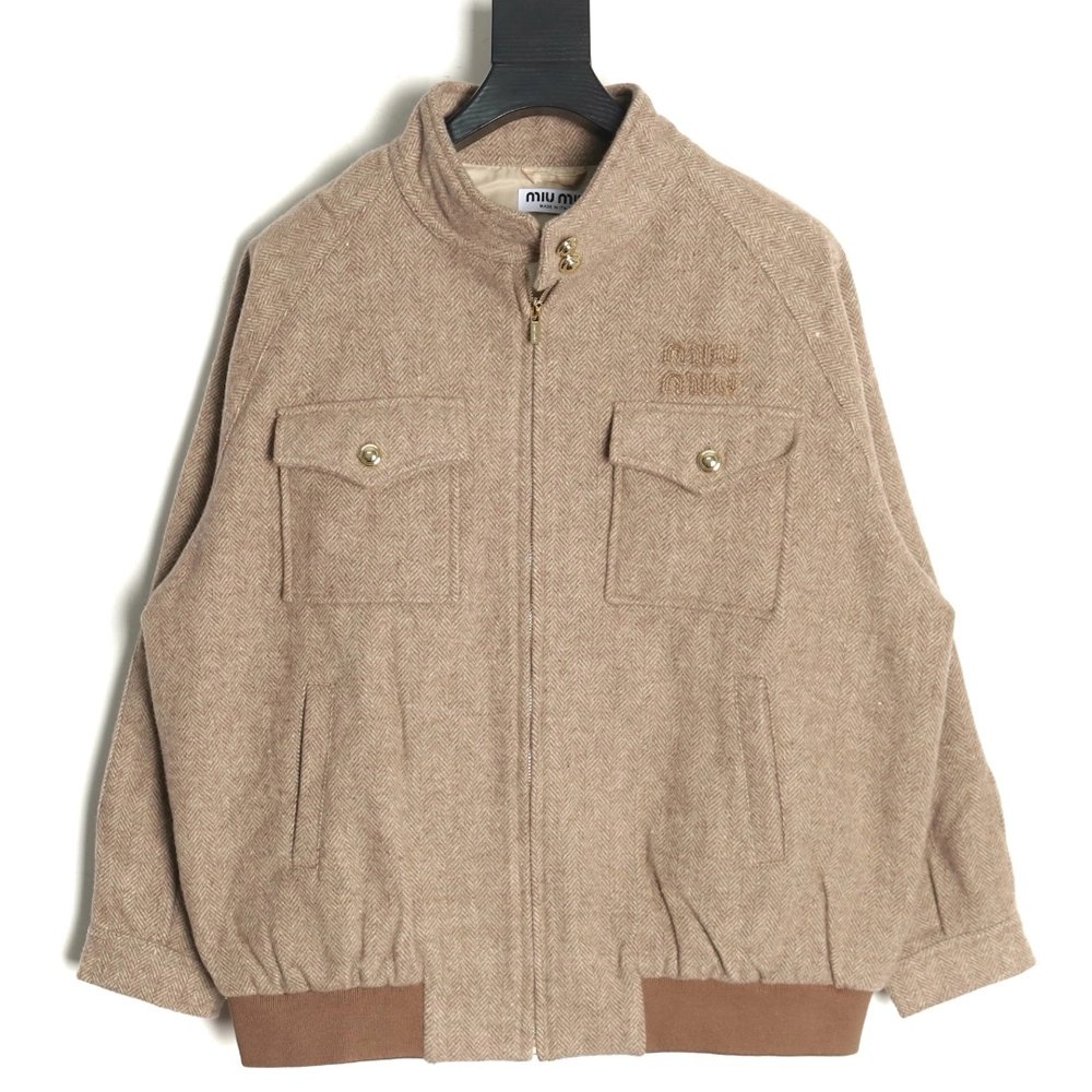 Miu miu herringbone twill pattern jacket,Miu Miu Jacket,Jacket,APPAREL