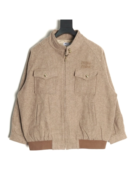 Miu miu herringbone twill pattern jacket,Miu Miu Jacket,Jacket,APPAREL