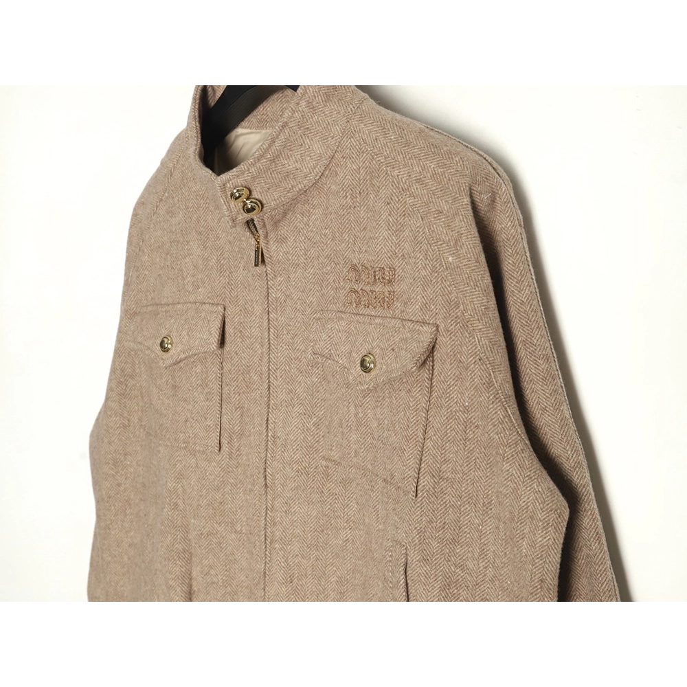 Miu miu herringbone twill pattern jacket,Miu Miu Jacket,Jacket,APPAREL