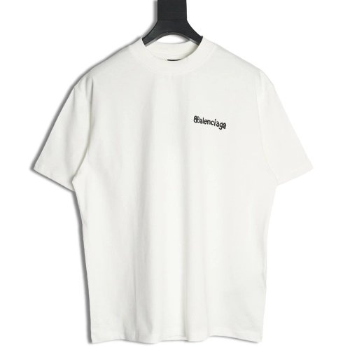 Balenciaga Graffiti Small Letters Print Short Sleeve Tshirt,Balenciaga T Shirt,Tshirt,APPAREL
