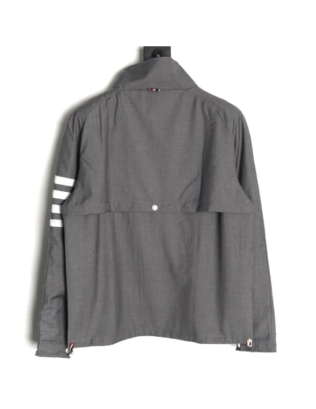 Thom Browne yarndyed fourbar zipup trench coat,Thom Browne Jacket,Jacket,APPAREL