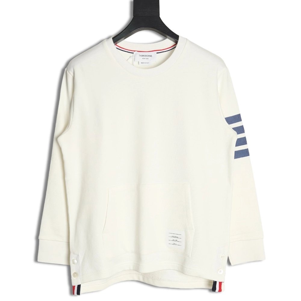 Thom Browne FourBar YarnDyed Crew Neck Sweatshirt,Thom Browne Sweatshirt,Sweatshirt,APPAREL