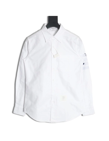 Thom Browne FourBar Embroidery Long Sleeve Shirt,Thom Browne Shirt,Shirt,APPAREL