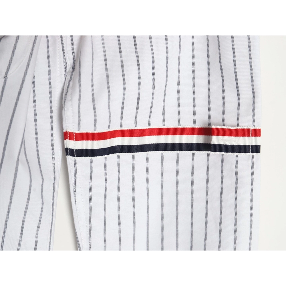 Thom Browne Cotton Vertical Stripe Double Ribbon Long Sleeve Shirt,Thom Browne Shirt,Shirt,APPAREL