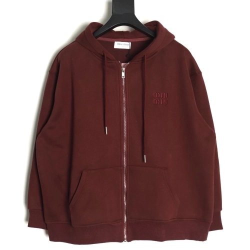 Miu Miu embroidered logo velvet zipup jacket,Miu Miu Jacket,Jacket,APPAREL