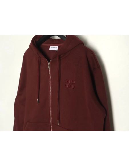 Miu Miu embroidered logo velvet zipup jacket,Miu Miu Jacket,Jacket,APPAREL