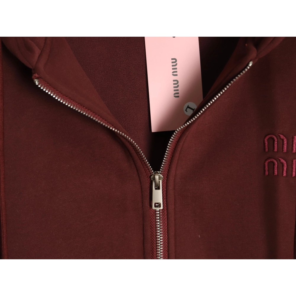 Miu Miu embroidered logo velvet zipup jacket,Miu Miu Jacket,Jacket,APPAREL