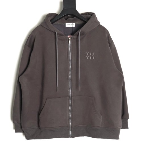 Miu Miu embroidered logo velvet zipup jacket,Miu Miu Jacket,Jacket,APPAREL