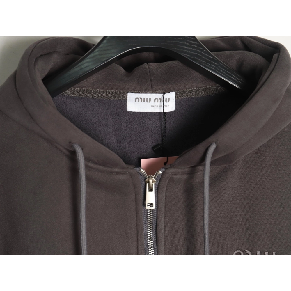 Miu Miu embroidered logo velvet zipup jacket,Miu Miu Jacket,Jacket,APPAREL