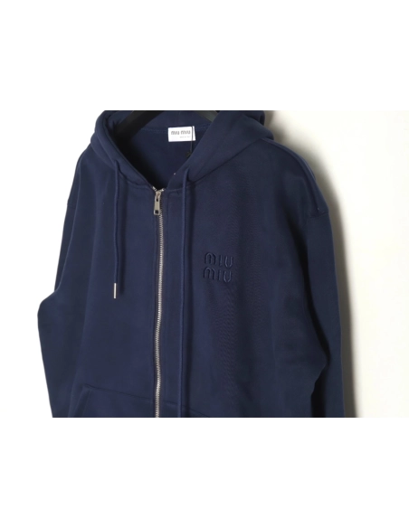 Miu Miu embroidered logo velvet zipup jacket,Miu Miu Jacket,Jacket,APPAREL