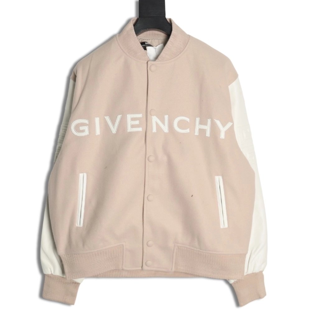 Givenchy embroidered letter patchwork wool baseball jacket,Givenchy Jacket,Jacket,APPAREL