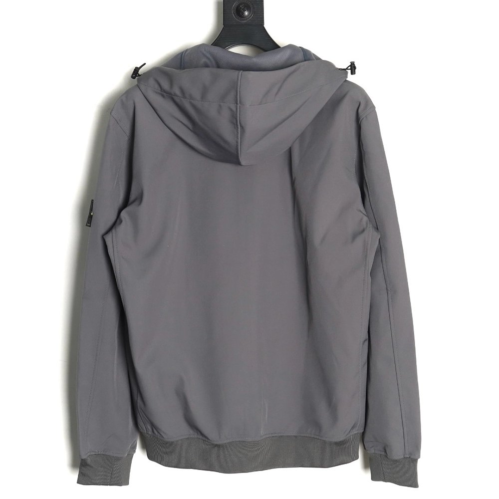 Stone Island Plain Hooded ZipUp Jacket,Stone Island Jacket,Jacket,APPAREL