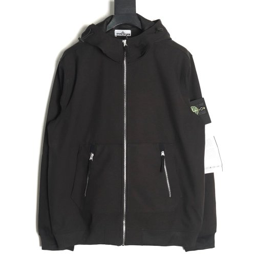 Stone Island Plain Hooded ZipUp Jacket,Stone Island Jacket,Jacket,APPAREL