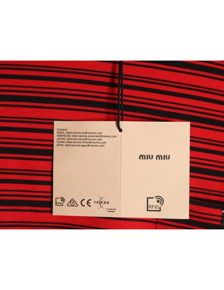 Miu Miu Red Striped Long Sleeve TShirt,Miu Miu T Shirt,Tshirt,APPAREL