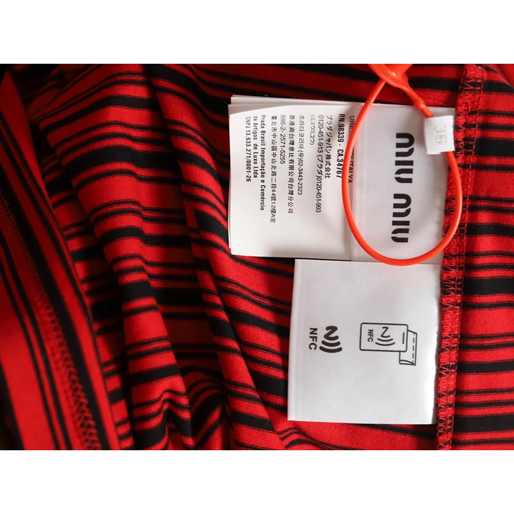 Miu Miu Red Striped Long Sleeve TShirt,Miu Miu T Shirt,Tshirt,APPAREL