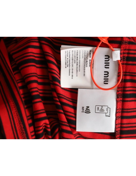 Miu Miu Red Striped Long Sleeve TShirt,Miu Miu T Shirt,Tshirt,APPAREL