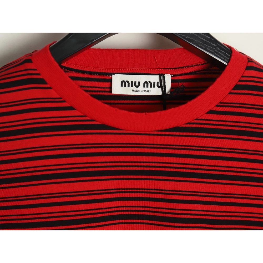 Miu Miu Red Striped Long Sleeve TShirt,Miu Miu T Shirt,Tshirt,APPAREL