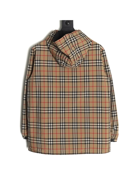 Burberry Check Reversible Button Hooded Jacket,Burberry