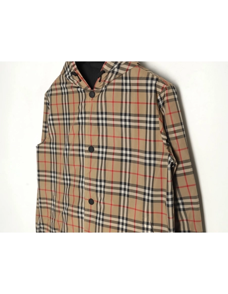 Burberry Check Reversible Button Hooded Jacket,Burberry