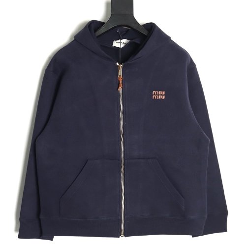 Miu Miu embroidered logo air cotton zip-up jacket,Miu Miu