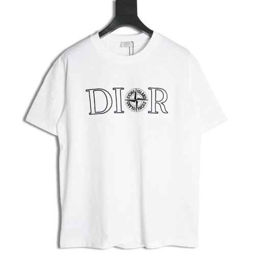 Dior &amp; Stone island co-branded embroidered logo short-sleeved T-shirt,Dior