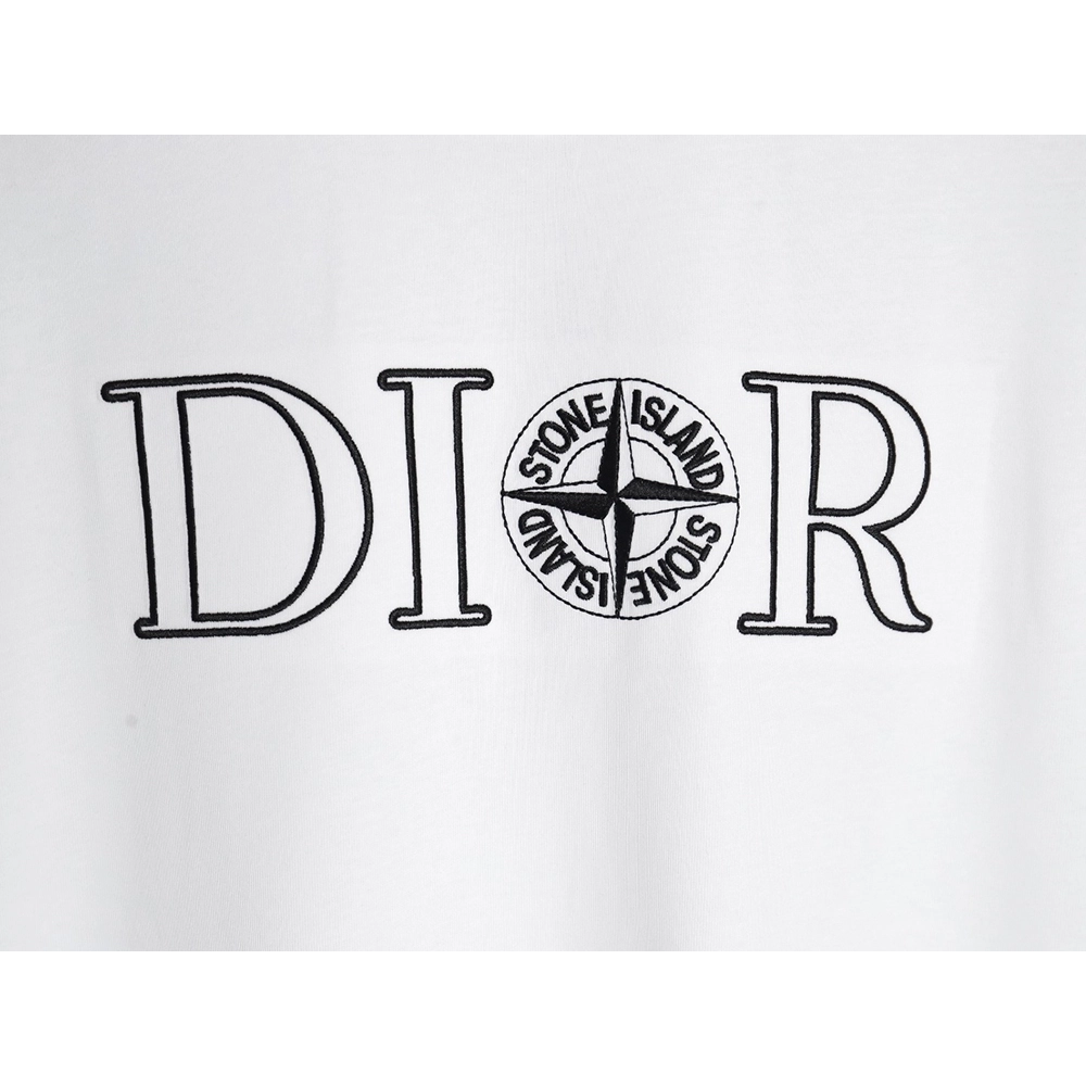 Dior &amp; Stone island co-branded embroidered logo short-sleeved T-shirt,Dior