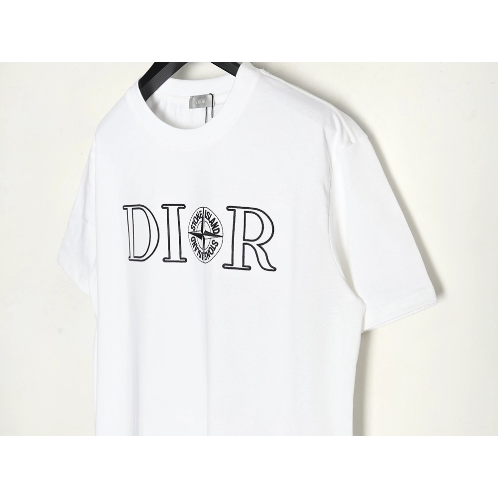 Dior &amp; Stone island co-branded embroidered logo short-sleeved T-shirt,Dior