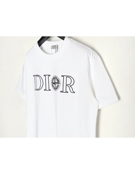 Dior &amp; Stone island co-branded embroidered logo short-sleeved T-shirt,Dior