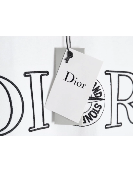 Dior &amp; Stone island co-branded embroidered logo short-sleeved T-shirt,Dior