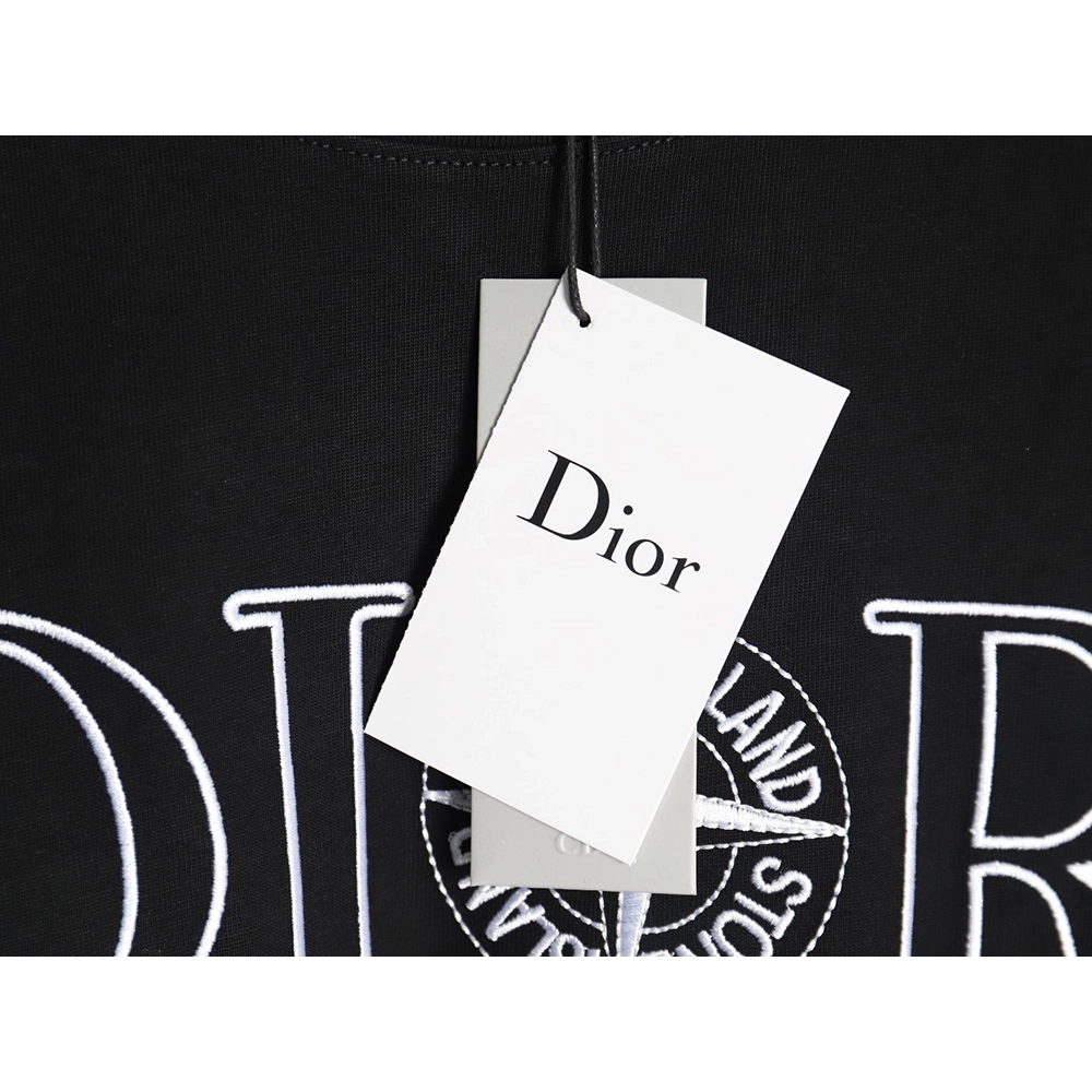 Dior &amp; Stone island co-branded embroidered logo short-sleeved T-shirt TSK1,Dior
