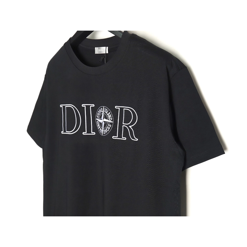 Dior &amp; Stone island co-branded embroidered logo short-sleeved T-shirt TSK1,Dior
