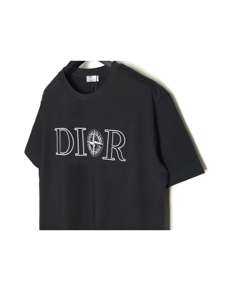 Dior &amp; Stone island co-branded embroidered logo short-sleeved T-shirt TSK1,Dior