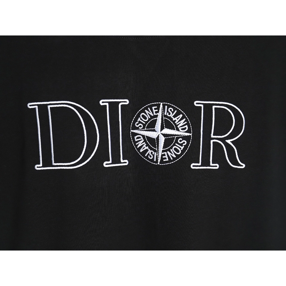 Dior &amp; Stone island co-branded embroidered logo short-sleeved T-shirt TSK1,Dior