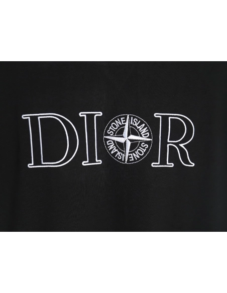 Dior &amp; Stone island co-branded embroidered logo short-sleeved T-shirt TSK1,Dior