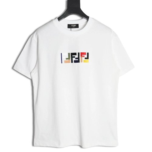 Fendi colorful embroidered ff letter pattern short-sleeved T-shirt,Fendi