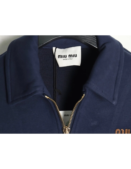 Miu Miu lettering appliqu¨¦ air layer zipper jacket,Miu Miu
