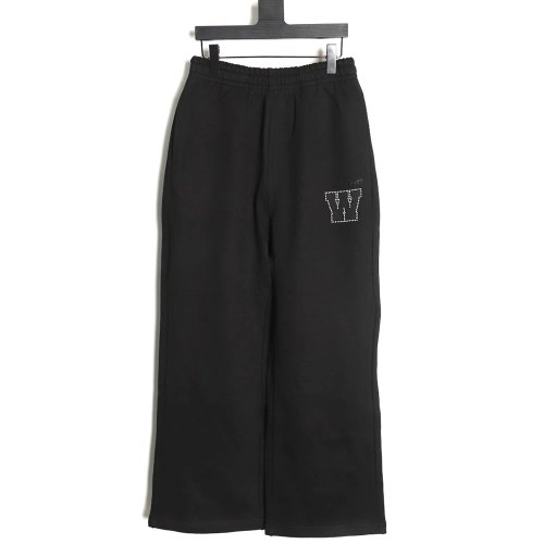 We11 Done Pearl LOGO Rhinestone Casual Pants,We11done