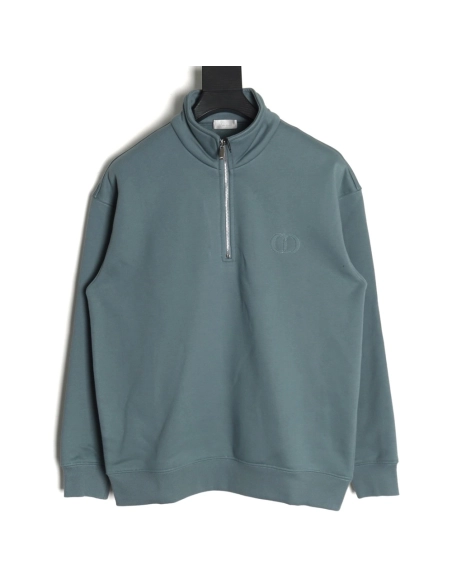 Dior Circular Embroidery Half Zip Stand Collar Sweatshirt TSK1,Dior