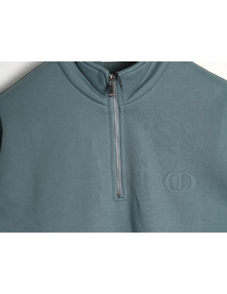 Dior Circular Embroidery Half Zip Stand Collar Sweatshirt TSK1,Dior
