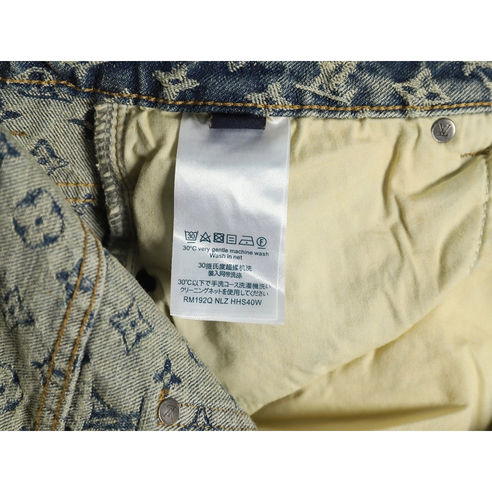 Louis Vuitton all-over jacquard straight washed denim trousers,Louis Vuitton