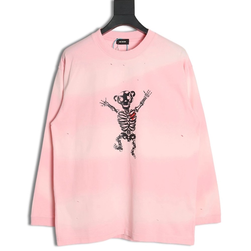 We11 Done cute heart skull gradient print long sleeve T-shirt,We11done