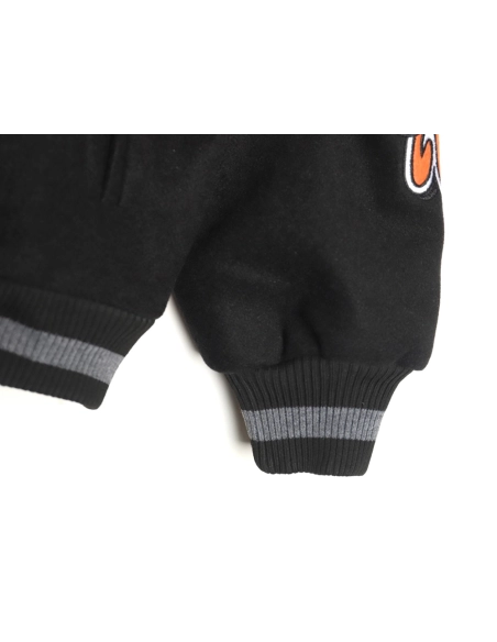 Off-White embroidered leather baseball jacket,Off White